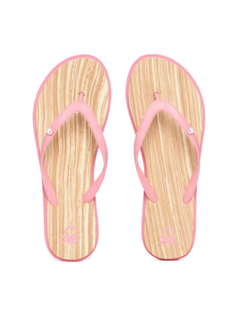 

United Colors of Benetton Women Pink & Beige Printed Thong Flip-Flops
