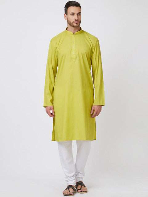 

Silk India Men Lime Green Solid Straight Kurta