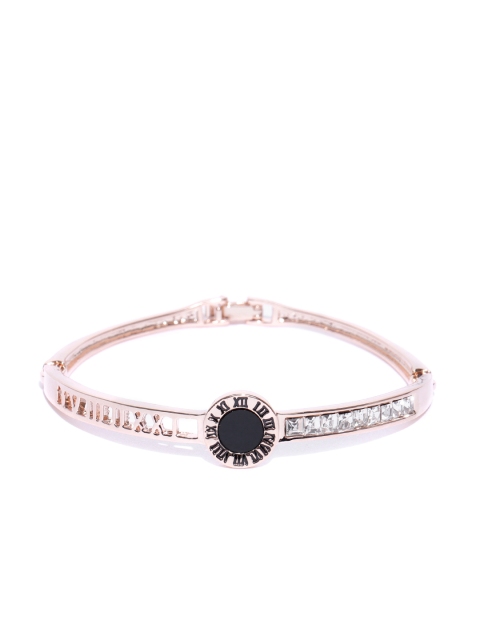 

Jewels Galaxy Black Rose Gold-Plated Handcrafted Stone-Studded Link Bracelet