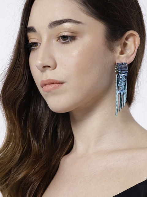

Jewels Galaxy Blue Silver-Plated Handcrafted Drop Earrings