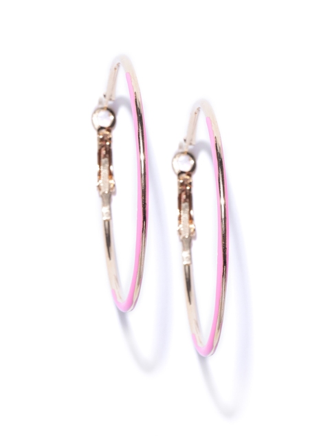 

Jewels Galaxy Pink Gold-Plated Circular Handcrafted Hoop Earrings