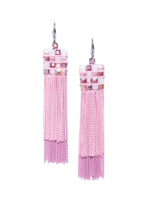 

Jewels Galaxy Pink Silver-Plated Handcrafted Drop Earrings