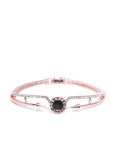 

Jewels Galaxy Black Rose Gold-Plated Handcrafted Stone-Studded Cuff Bracelet