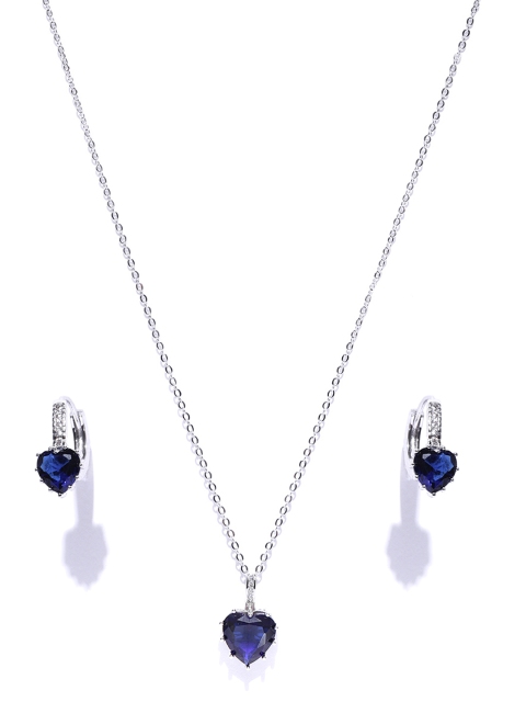 

Jewels Galaxy Navy Blue Silver-Plated Handcrafted Jewellery Set