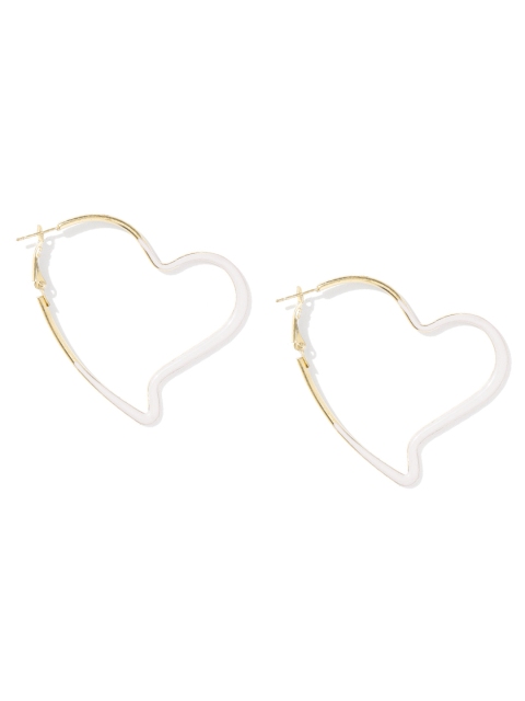 

Jewels Galaxy White Gold-Plated Handcrafted Heart-Shaped Hoop Earrings