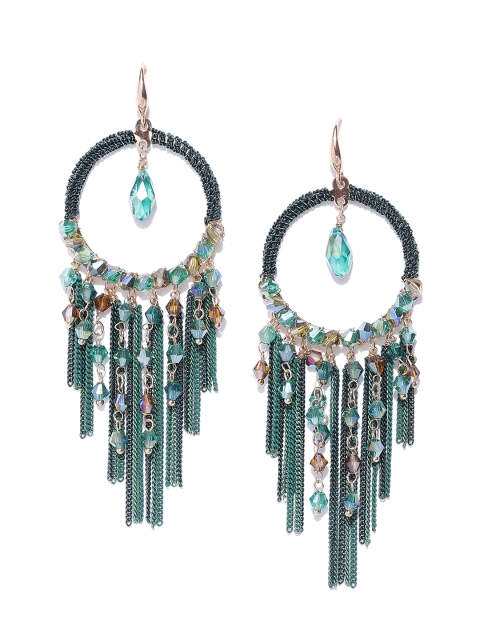 

Jewels Galaxy Green Gold-Plated Handcrafted Contemporary Drop Earrings