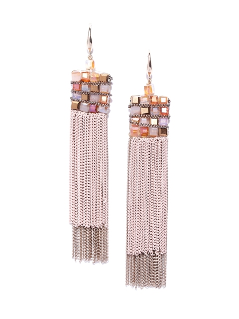 

Jewels Galaxy Beige Gold-Plated Handcrafted Contemporary Drop Earrings