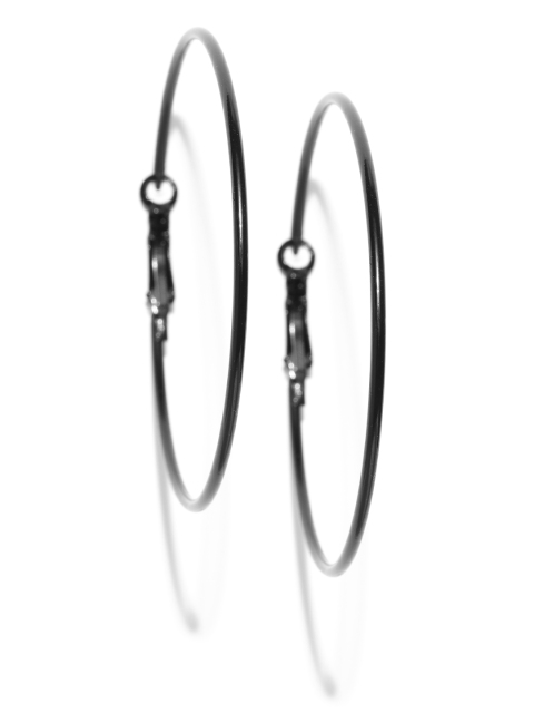 

Jewels Galaxy Black Circular Handcrafted Hoop Earrings