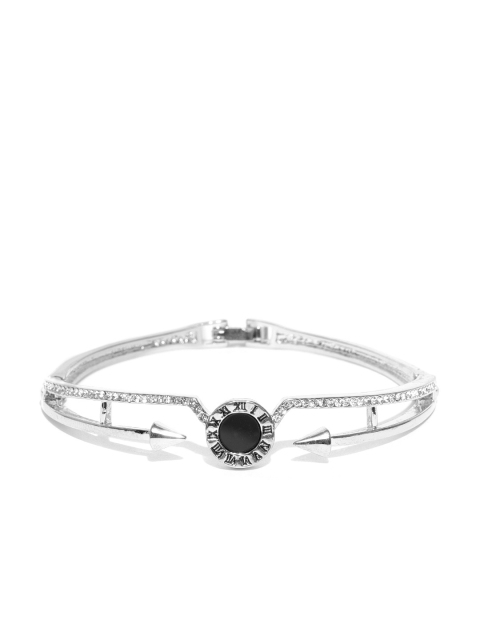 

Jewels Galaxy Black Silver-Plated Handcrafted Stone-Studded Link Bracelet