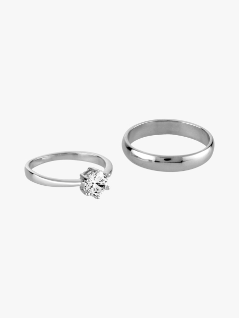

Peora Set of 2 Silver-Plated CZ Stone-Studded Rings