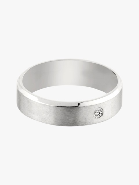 

Peora Men 316L Stainless Steel Rhodium-Plated CZ Stone-Studded Band Ring, White