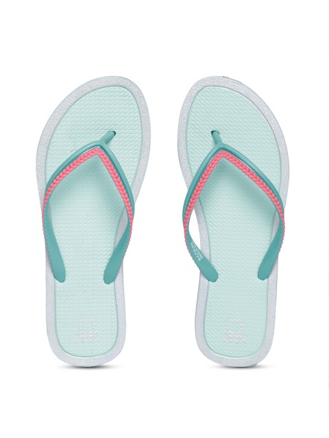 

United Colors of Benetton Women Sea Green & Pink Textured Thong Flip-Flops