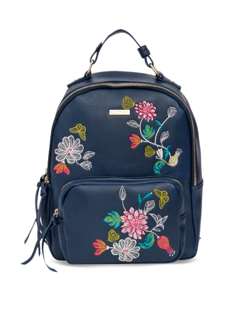

Chumbak Women Navy Blue Embroidered Backpack