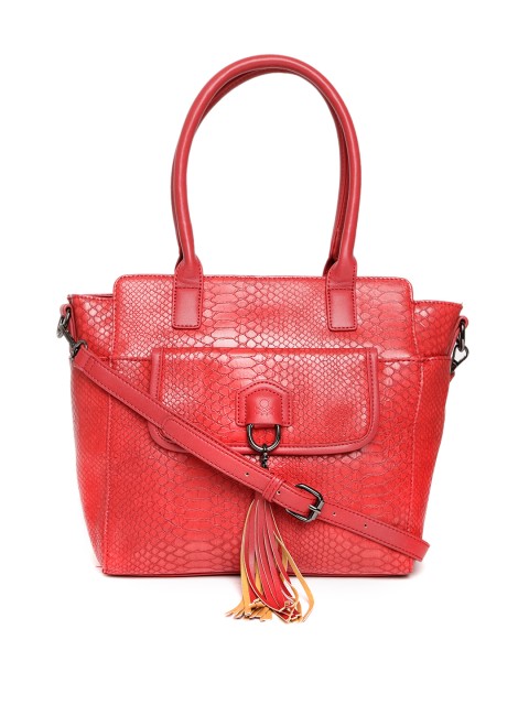 

United Colors of Benetton Red Croc Texture Shoulder Bag With Detachable Sling Strap