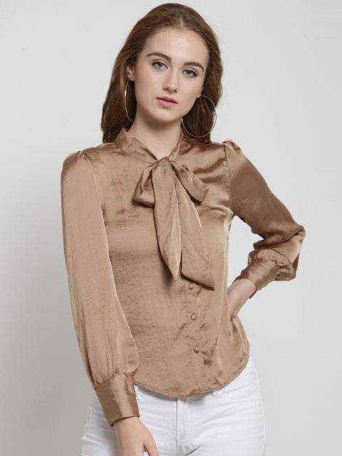 

Latin Quarters Women Brown Solid Shirt Style Top