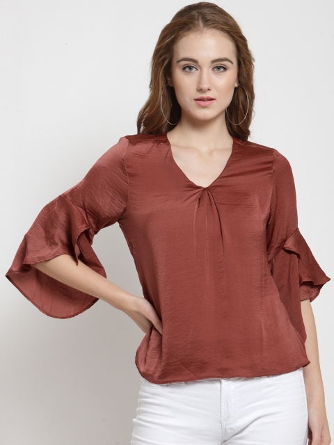 

Latin Quarters Women Rust Brown Solid Top