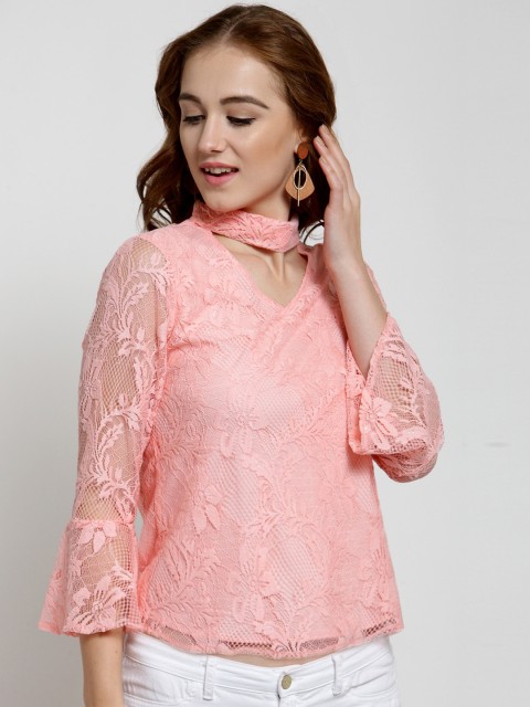 

Latin Quarters Women Peach-Coloured Self Design Top
