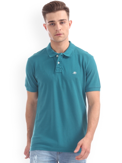 

Aeropostale Men Blue Solid Polo Collar T-shirt