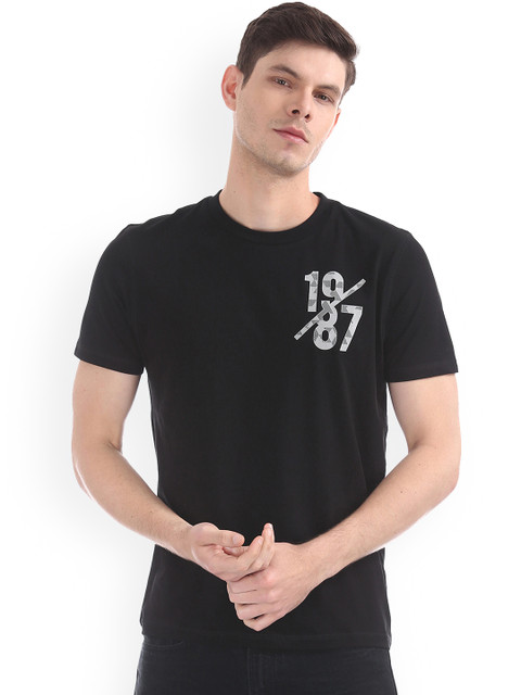 

Aeropostale Men Black Printed Round Neck T-shirt