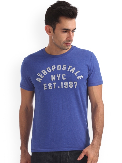 

Aeropostale Men Blue Solid Round Neck T-shirt