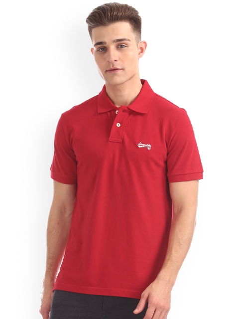 

Aeropostale Men Red Solid Polo Collar T-shirt