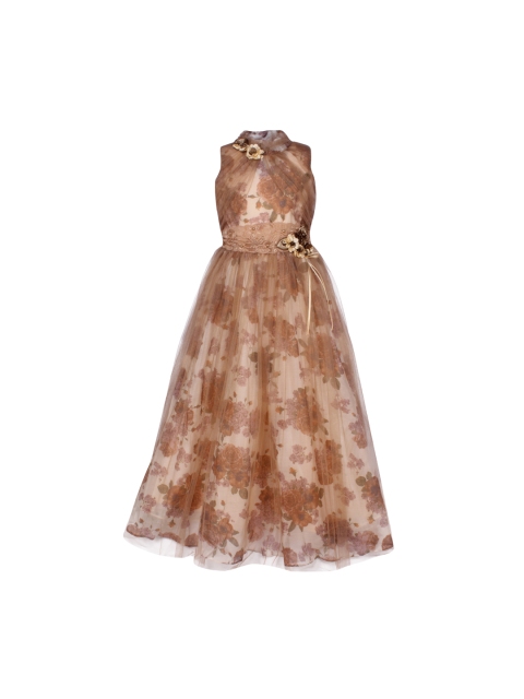 

CUTECUMBER Girls Brown Printed Maxi Dress