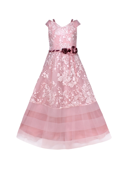 

CUTECUMBER Girls Pink Self Design Fit and Flare Dress