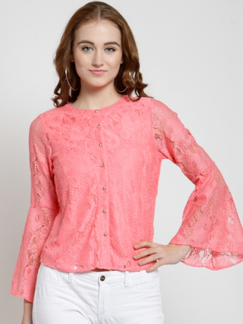 

Latin Quarters Women Peach-Coloured Self Design Top