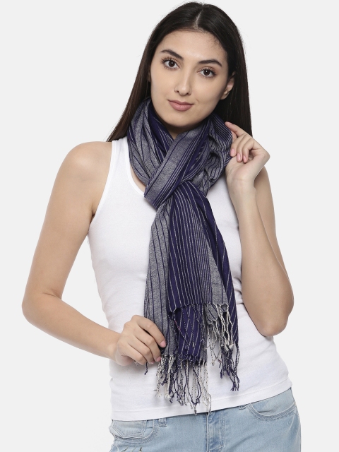 

Noi Women Blue Self Striped Shawl