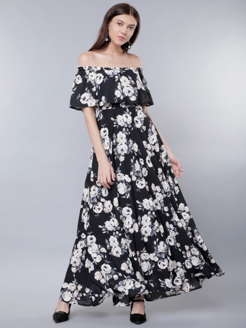 

Tokyo Talkies Women Black Printed Maxi Dress