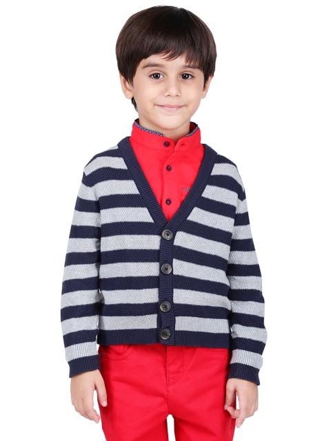 

One Friday Boys Grey & Black Striped Wollen Cardigan