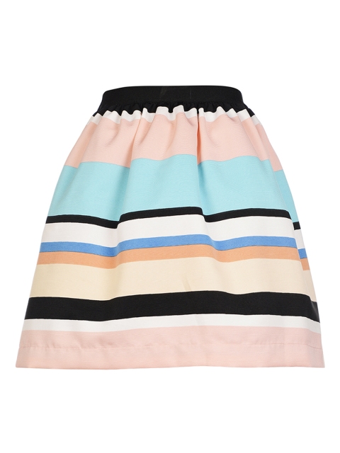 

One Friday Girls Multicoloured Striped Flared Midi Skirt, Multi