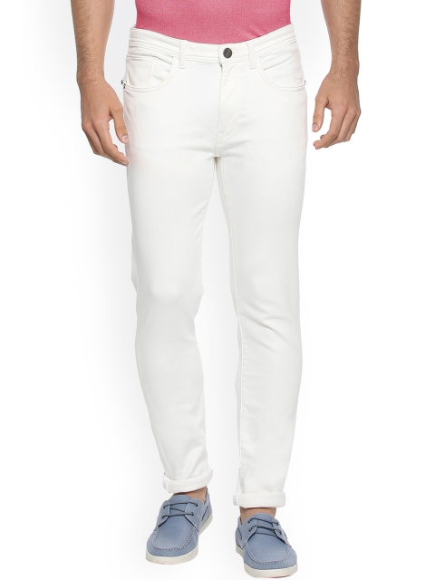 

V Dot Men White Regular Fit Mid-Rise Clean Look Stretchable Jeans