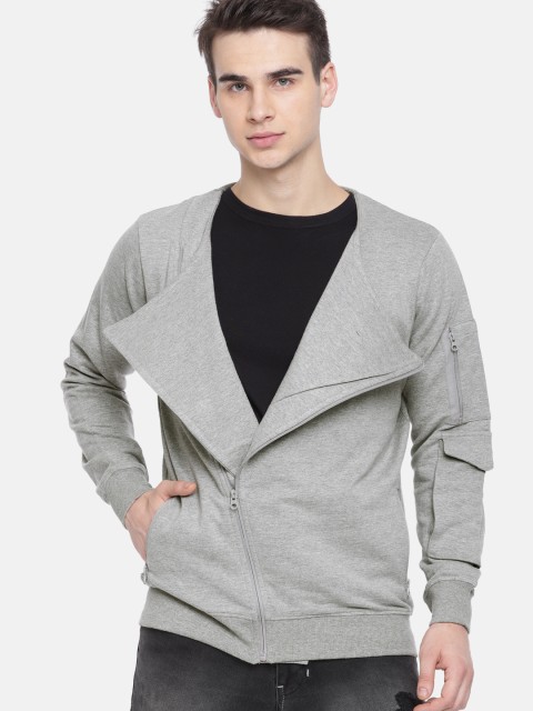 

Moda Rapido Men Grey Melange Solid Sweatshirt