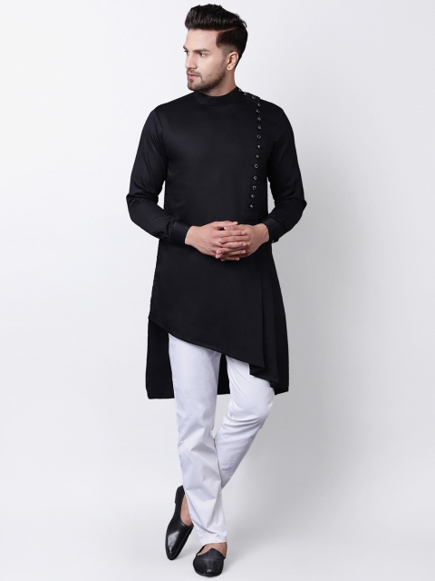 

I Know Men Black Solid A-Line Kurta