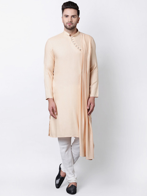 

I Know Men Beige Solid Straight Kurta