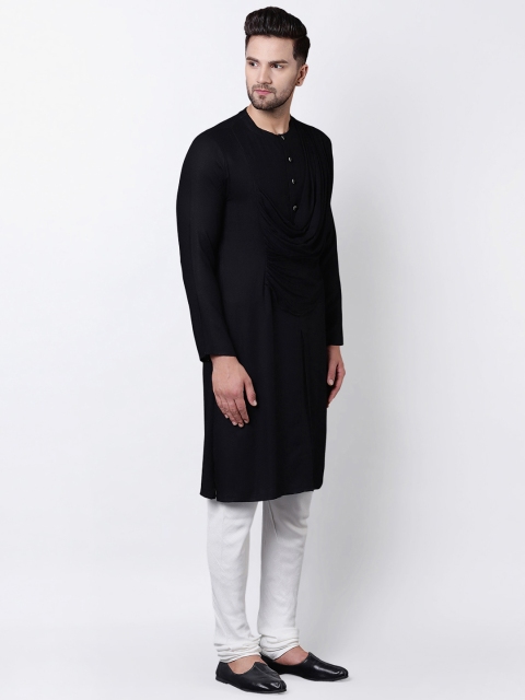 

I Know Men Black & White Solid Kurta with Churidar