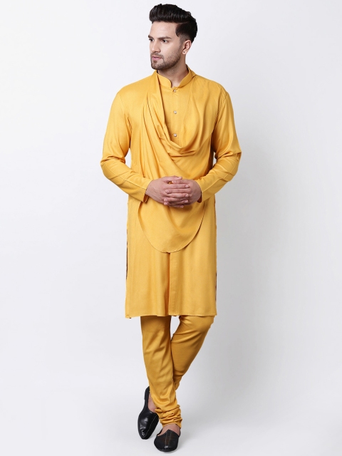 

I Know Men Mustard Solid Straight Kurta