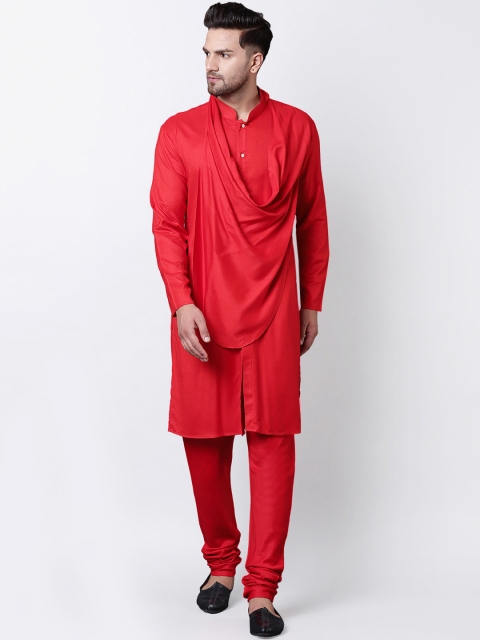 

I Know Men Red Solid Straight Kurta