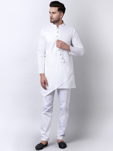 

I Know Men White Solid Kurta with Trousers