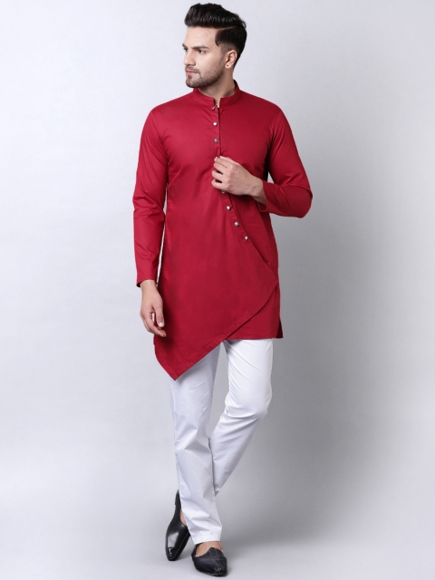 

I Know Men Maroon Solid Straight Kurta