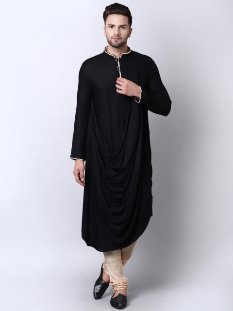 

I Know Men Black & Beige Solid Kurta with Churidar