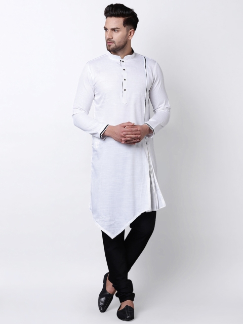 

I Know Men White Solid Asymmetric A-Line Kurta