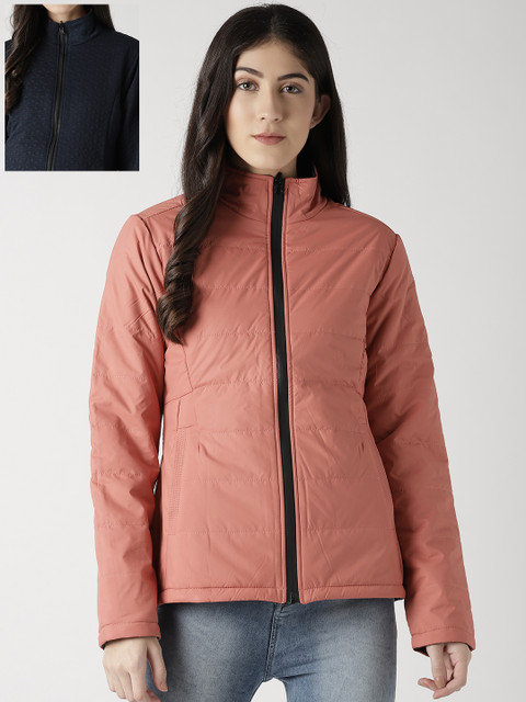 

Fort Collins Women Pink & Navy Solid Reversible Padded Jacket