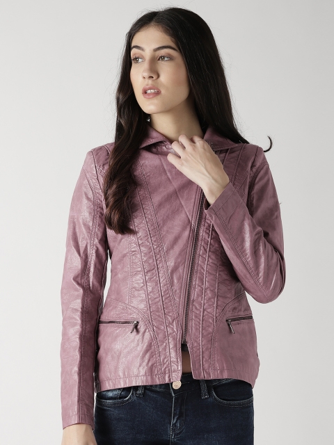 

Fort Collins Women Purple Solid Biker Jacket