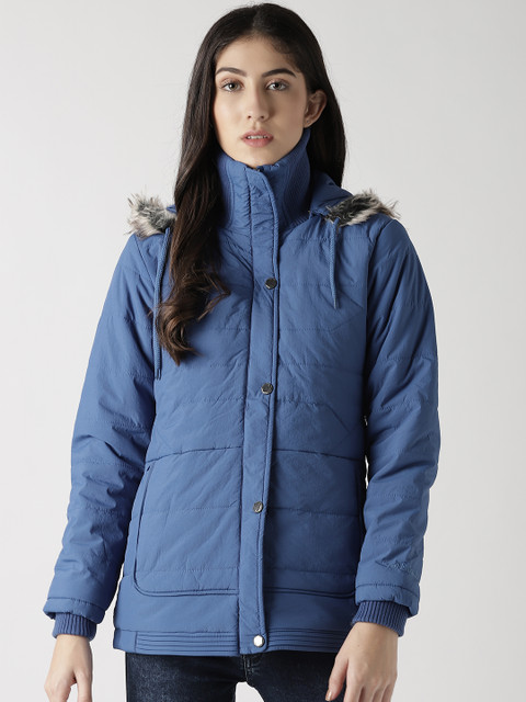 

Fort Collins Women Blue Solid Hooded Parka Jacket