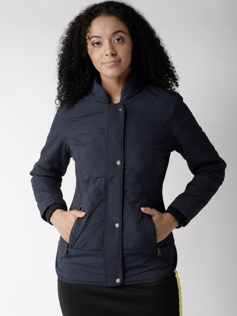 

Fort Collins Women Navy Blue Solid Parka With Detachable Hood