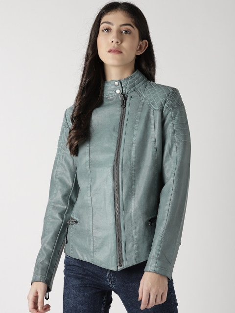 

Fort Collins Women Green Asymmetric Closure Faux Leather Biker Jacket