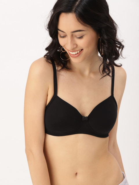 

DressBerry Black Solid Non-Wired Lightly Padded T-shirt Bra