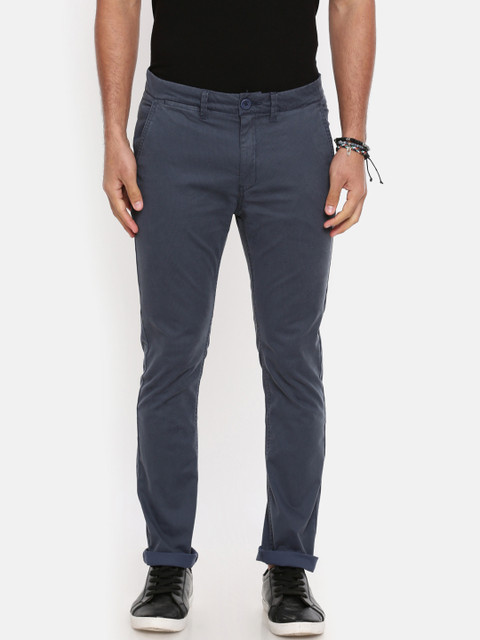 

Breakbounce Men Navy Blue Slim Fit Solid Chinos